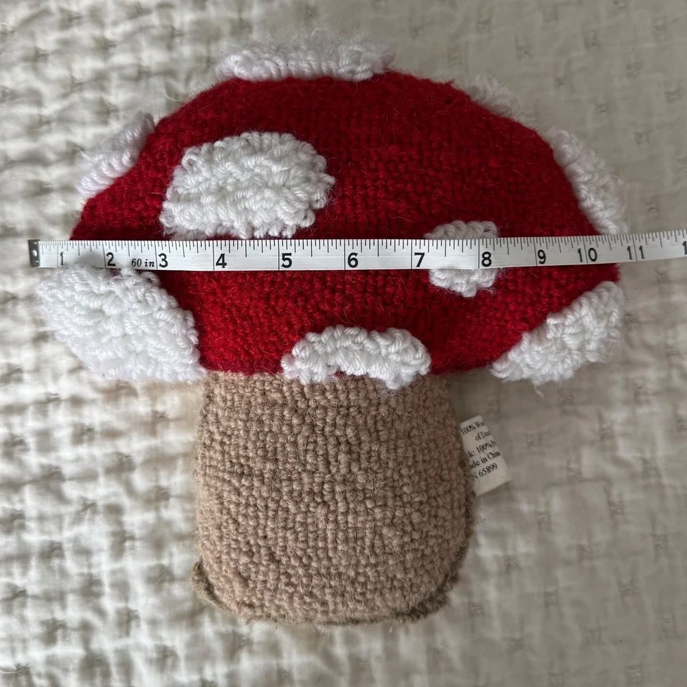 Pair of Mushroom Hooked Wool‎ Accent Pillows.